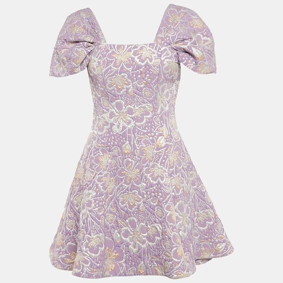 Rotate Birger Christensen Purple Floral Jacquard Mini Dress M - Picture 1 of 6